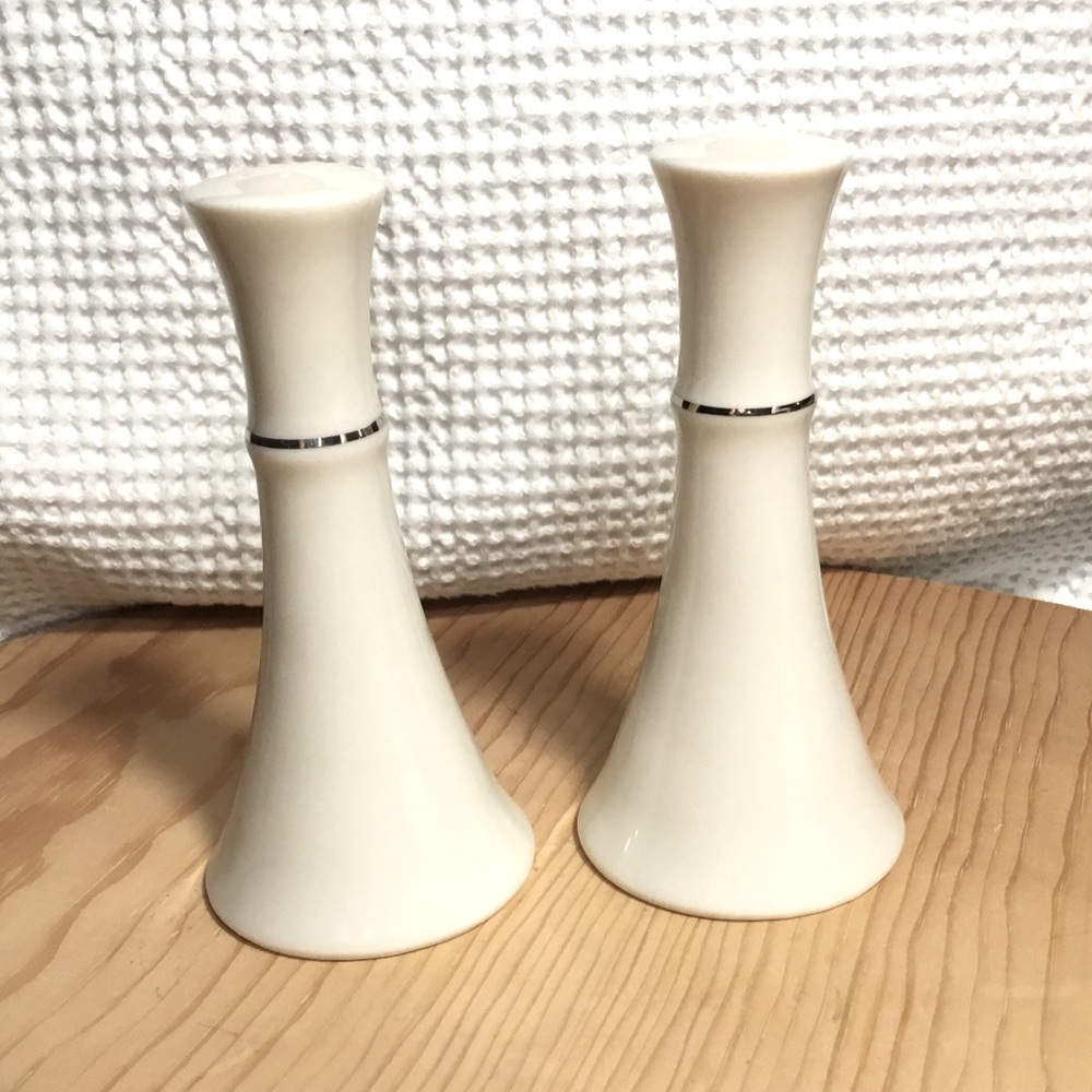 Vintage Lenox Miramar Salt and Pepper Shaker Set Platinum Trim